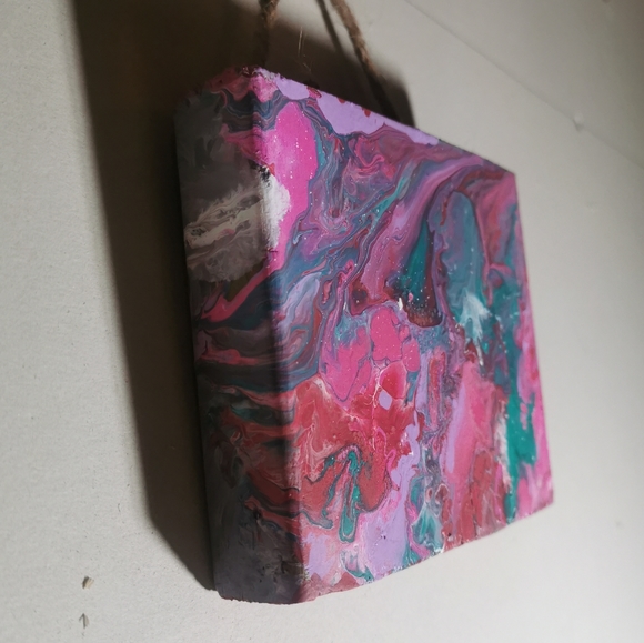 Small Wood Abstract Painting Garden Swirl wall art - Picture 7 of 10